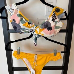 Cupshe Floral Bikini Set - Yellow and Multicolor